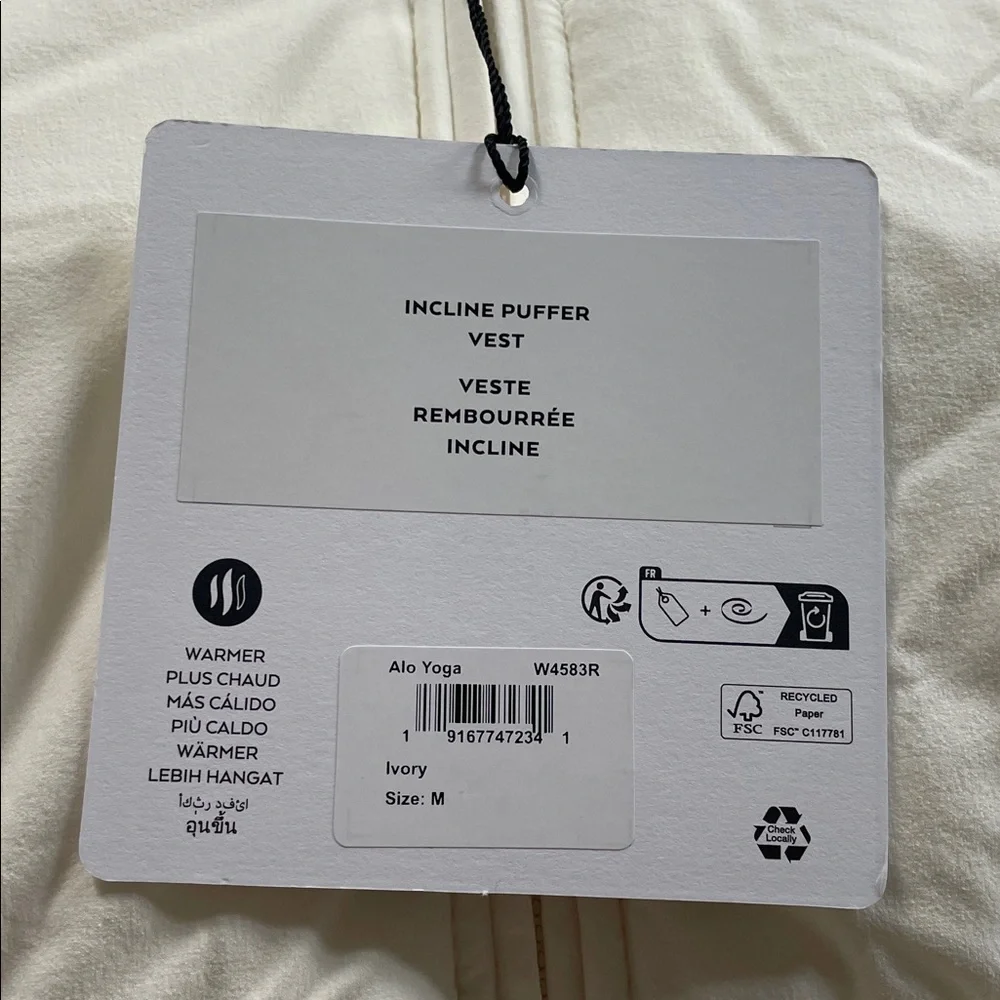 ALO Yoga Cream White Puffer Vest